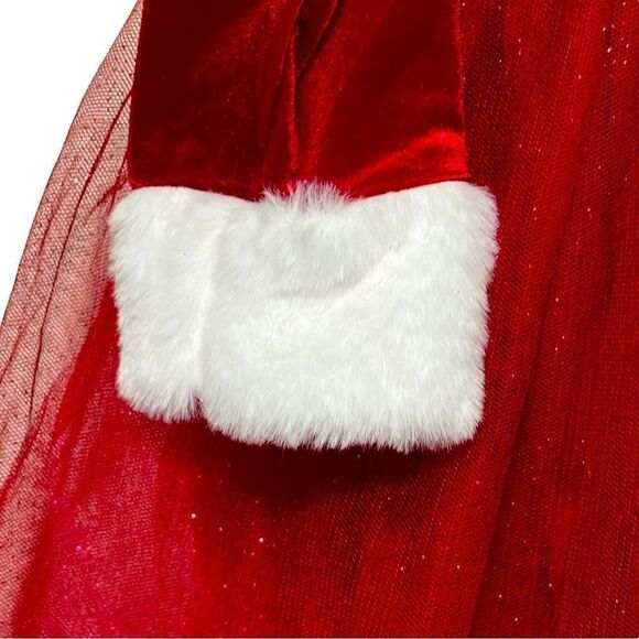 NWT Zunie Red Santa Faux Fur Tulle Dress Kids 5 Holiday Christmas Cottagecore - Picture 7 of 9